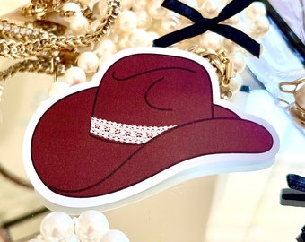 Lace Cowboy Hat Sticker: Coquette Cowgirl Western Decal
