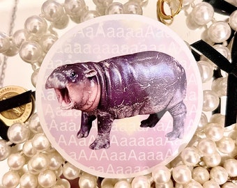Grumpy Hippo Sticker: Funny Coquette Laptop Decal