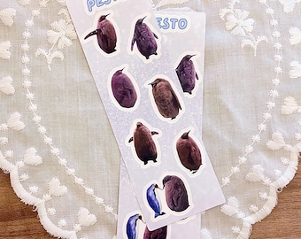 Pesto Penguin Sticker Sheet | Animal Decals