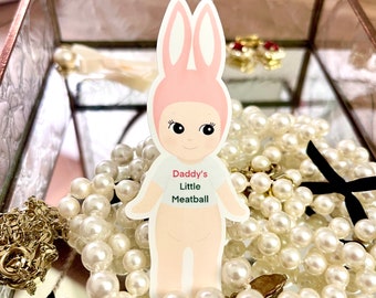 Kewpie Sticker: Daddy's Little Meatball, Handmade Vinyl Decal