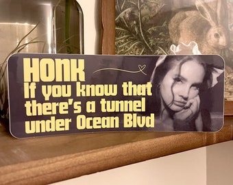 honk if you know that there's a tunnel under ocean blvd bumper sticker | lana del rey bumper sticker, coquette sticker, car sticker