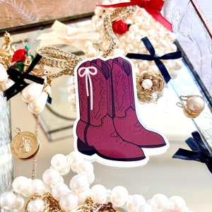 cowboy boot sticker | cute sticker, western sticker, laptop stickers, vinyl stickers, cowgirl sticker, coquette sticker, bow sticker