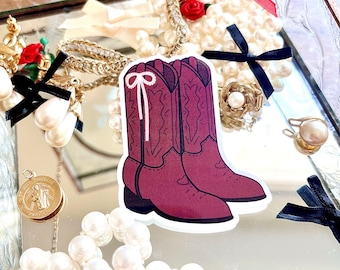 Cowboy Boot Sticker: Coquette Cowgirl Bow, Laptop Decal