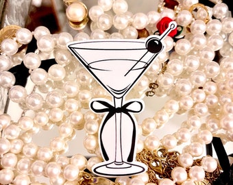 Martini with Bow Sticker | Coquette Laptop Vinyl Sticker