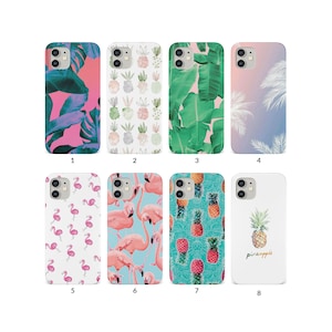 Phone Case for iPhone 13 12 11 XS XR SE 7 8 6S 5 Samsung S20 S10 S8 Hard Cover Colourful Summer Flamingo Pineapple Tropical Nature