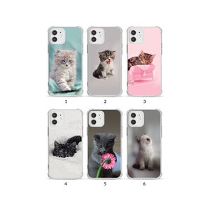 Phone Case Shockproof Soft Clear Cover for iPhone 13 12 11 XS XR SE 7 8 6S 5 Cute Adorable Animal Pet Kitty Cat Kitten