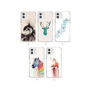 Phone Case Shockproof Soft Clear Cover for iPhone 14 13 12 11 XS XR SE 7 8 6 Wild Animals Orca Whale Red Fox Koi Fish Owl Zebra Rainbow Deer