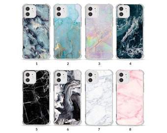 Phone Case Shockproof Soft Clear Cover for iPhone 14 13 12 11 XS XR SE 7 8 6S 5 Aesthetic Marble Colourful Granite Gold Viens Marbled Stone