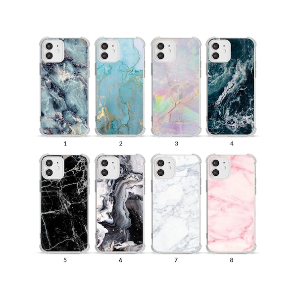 Phone Case Shockproof Soft Clear Cover for iPhone 14 13 12 11 XS XR SE 7 8 6S 5 Aesthetic Marble Colourful Granite Gold Viens Marbled Stone