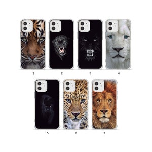 Phone Case Shockproof Soft Clear Cover for iPhone 15 14 13 12 11 XS XR SE 7 8 6S 5 Wild Cats Lion leopard Panther Safari Animals