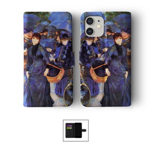Étui portefeuille avec porte-cartes pour iPhone 15 14 13 12 11 Samsung S20 S10 Oeuvre d'art classique peinture Van Gogh Klimt Monet Degas Renoir 08