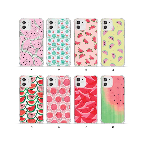 Phone Case Shockproof Soft Clear Cover for iPhone 14 13 12 11 XS XR SE 7 8 6S 5 Tropical Fruit Watermelon Slices Summer Colourful Pattern