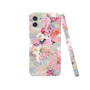 Handytasche für iPhone 14 13 12 11 XS XR SE 7 8 6S Samsung S20 S10 Hard Cover Blumen Vintage Frühlingsblumen Aquarell Kirschblütenzweig 02