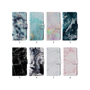 Étui portefeuille à rabat avec porte-cartes pour iPhone 15 14 13 12 11 Samsung S20 S10 Marbre esthétique Granit coloré Or Pierre de marbre de Viens