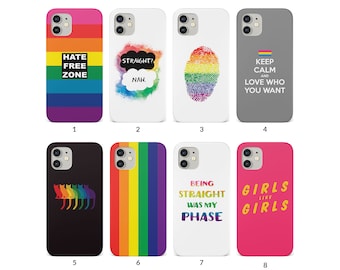 Phone Case for iPhone 15 14 13 12 11 XR SE 7 8 6s 5 Pro Max Samsung S20 S10 S8 Hard Cover Gay Pride LGBT Rainbow Flag Cats Colourful Quotes