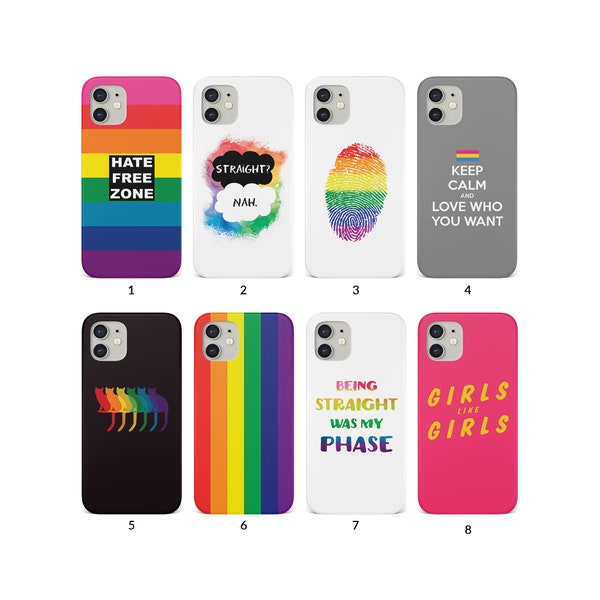 Phone Case for iPhone 14 13 12 11 XR SE 7 8 6s 5 Pro Max Samsung S20 S10 S8 Hard Cover Gay Pride LGBT Rainbow Flag Cats Colourful Quotes