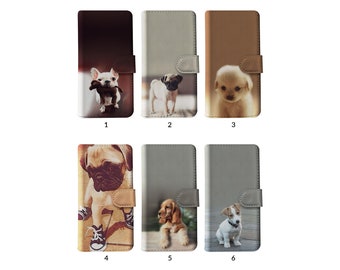 Wallet Flip Phone Case with Card Holder for iPhone 15 14 13 12 SE 11 8 XR Samsung S20 S10 S9 Cute Puppy Dog Funny