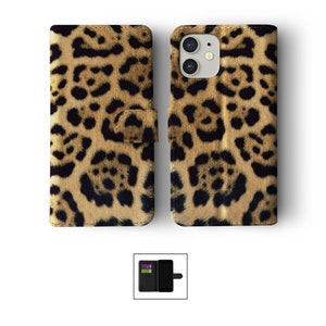 Étui portefeuille à rabat avec porte-cartes pour iPhone 15 14 13 12 11 Samsung S20 S10 imprimé animal léopard guépard Jaguar imprimé serpent coloré 01