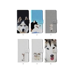 Flip Wallet Phone Case mit Kartenhalter für iPhone 15 14 13 12 11 XR 8 SE Samsung S20 S10 S9 S8 Siberian Husky Hunderasse Haustier Tier