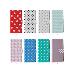Capa tipo carteira com flip e porta-cartões para iPhone 15, 14, 13, 12, 11, Samsung S20, S10, S9, padrão moderno de bolinhas e círculos, estilo Shabby Chic