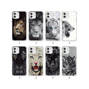 Phone Case for iPhone 15 14 13 12 11 XS XR SE 7 8 6S Pro Max Shockproof Soft Clear Cover Safari Animals Wild Cats Lion Leopard Cheetah Lion