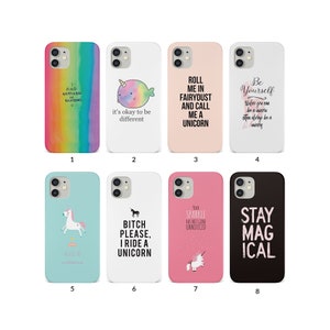 Phone Case for iPhone 15 14 13 12 11 XS XR SE 7 8 6S 5 Samsung S20 S10 S8 Hard Cover Cute Magical Rainbow Unicorn Motivational Quotes