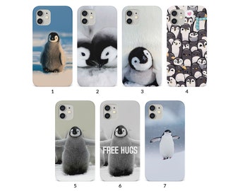 Capa de celular para iPhone 15, 14, 13, 12, 11 XS, XR, SE, 7, 8, 6S, 5, Samsung S20, S10, S8, capa rígida, pinguins fofos, animais da Antártida