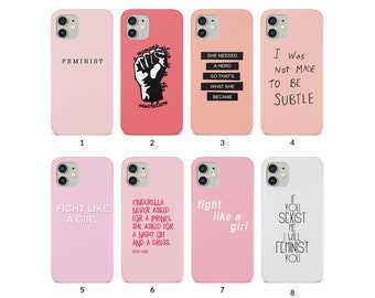 Phone Case for iPhone 15 14 13 12 11 XS XR SE 7 8 6S 5 Samsung S20 S10 S8 Hard Cover Feminism Girl Power Quotes Inspirational Saying
