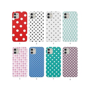 iPhone 15 14 13 12 11 XS XR SE 7 8 6S 5 Samsung S20 S10 S8用電話ケース ハードカバー トレンディな水玉模様 サークル柄 シャビーシック