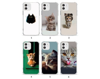 Phone Case Shockproof Soft Clear Cover for iPhone 15 14 13 12 11 XS XR SE 7 8 6S 5 Cute Kitten Kitty Cats Adorable Pet Animal