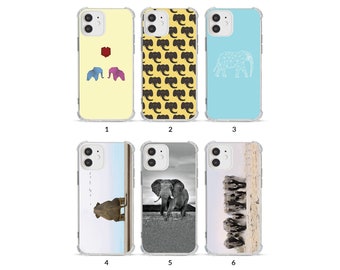 Coque de téléphone antichoc souple et transparente pour iPhone 15 14 13 12 11 XS XR SE 7 8 6S 5 animaux de safari sauvages éléphant