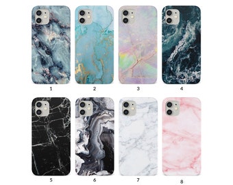 Funda rígida para iPhone 14, 13, 12, 11, XS, XR, SE, 7, 8, 6S, 5, Samsung S20, S10, S8, mármol, piedra, granito, dorado, Viens, mármol, turquesa, negro