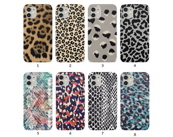 Phone Case for iPhone 14 13 12 11 XS XR SE 7 8 6S 5 Samsung S20 S10 S8 Hard Cover Animal Print Leopard Cheetah Jaguar Snake Print Colourful