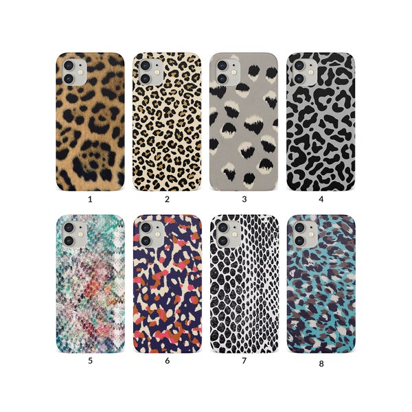 Phone Case for iPhone 14 13 12 11 XS XR SE 7 8 6S 5 Samsung S20 S10 S8 Hard Cover Animal Print Leopard Cheetah Jaguar Snake Print Colourful