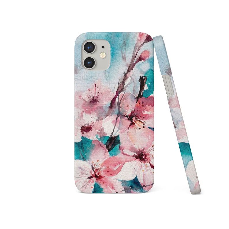 Coque de téléphone pour iPhone 14 13 12 11 XS XR SE 7 8 6S Samsung S20 S10 Couverture rigide Floral vintage Fleurs de printemps Aquarelle Branche de fleurs de cerisier 03