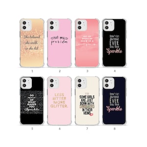 Phone Case Shockproof Soft Clear Cover for iPhone 15 14 13 12 11 XS XR SE 7 8 6S 5 Glamour Inspiration Motivation Quote Sayings