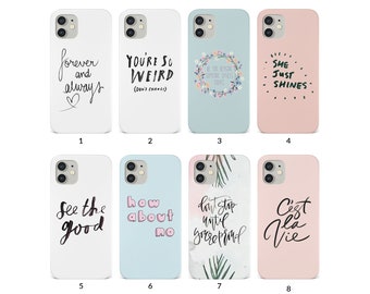 Phone Case for iPhone 15 14 13 12 11 XS XR SE 7 8 6S 5 Samsung S20 S10 S8 Hard Cover B&W Inspirational Quotes Sayings Funny