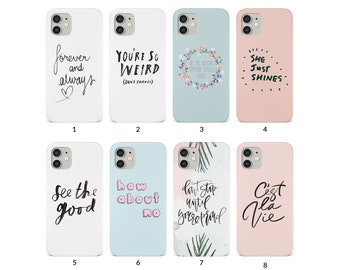 Phone Case for iPhone 14 13 12 11 XS XR SE 7 8 6S 5 Samsung S20 S10 S8 Hard Cover B&W Inspirational Quotes Sayings Funny