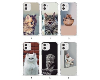 Phone Case Shockproof Soft Clear Cover for iPhone 13 12 11 XS XR SE 7 8 6S 5 Cute Kitten Cats Adorable Pet Animal