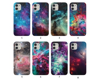 Phone Case for iPhone 15 14 13 12 11 XS XR SE 7 8 6S 5 Samsung S20 S10 S8 Hard Cover Space Stars Galaxy Colourful Nebula Cosmos
