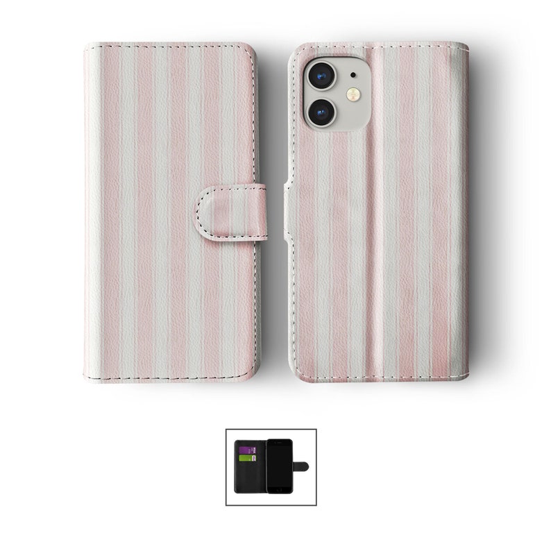 Étui portefeuille pour téléphone à rabat avec porte-cartes pour iPhone 15 14 13 12 11 Samsung S20 S10 S9 Shabby Chic Floral Polka vintage English Roses Stripes 08