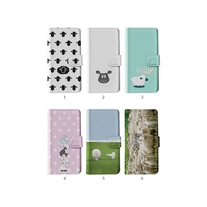Funda tipo cartera con tarjetero para iPhone 13, 12, 11, XR, 8, SE, Samsung S20, S10, S9, S8, diseño de oveja y cordero