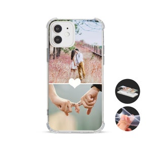 Custom Photo Personalised Shockproof Phone Case for iPhone 14 13 12 11 XR SE add your Picture Image Text Logo Shock Absorbing Bumper Cover Two Photos Heart