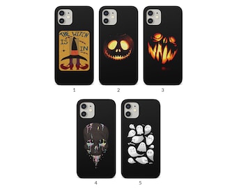 Funda rígida para iPhone 15, 14, 13, 12, 11, XS, XR, SE, 7, 8, 6S, 5, Samsung S20, S10, S8, Halloween, calabaza, bruja, calavera espeluznante, fantasmas divertidos