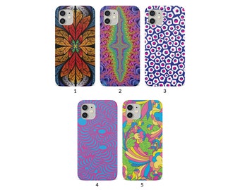 Phone Case for iPhone 13 12 11 XS XR SE 7 8 6S 5 Samsung S20 S10 S8 Vintage Ornament Hippie Psychedelic Trippy Pattern
