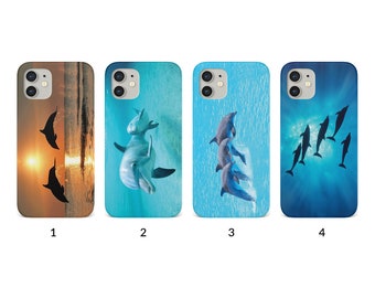 Handyhülle für iPhone 15 14 13 12 11 XS XR SE 7 8 6S 5 Samsung S20 S10 S8 Hard Cover Delfine Schöne entzückende Meer Ozean Tier