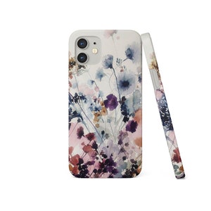 Handytasche für iPhone 14 13 12 11 XS XR SE 7 8 6S Samsung S20 S10 Hard Cover Blumen Vintage Frühlingsblumen Aquarell Kirschblütenzweig 01