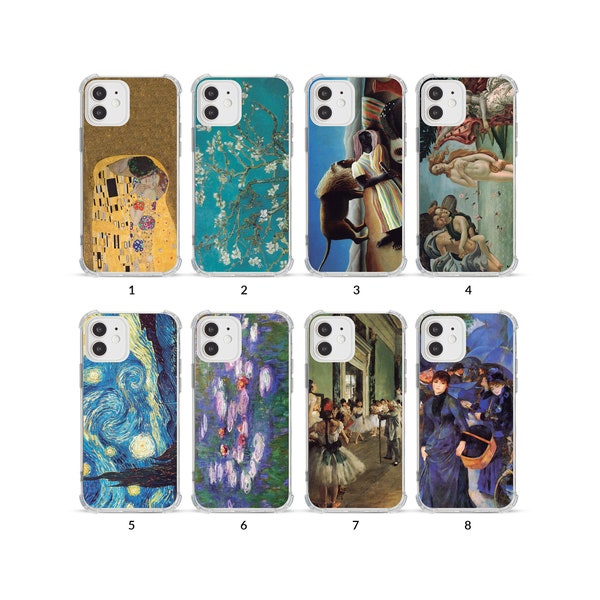 Phone Case Shockproof Soft Clear Cover for iPhone 15 14 13 12 11 XS XR SE 7 8 6S 5 Classic Art Paintings Van Gogh Klimt Monet Degas Renoir