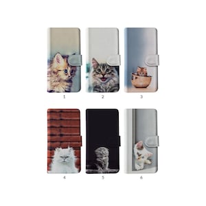 Wallet Flip Phone Case with Card Holder for iPhone 15 14 13 12 11 XR 8 SE Samsung S20 S10 S9 S8 Cute Kitten Cats Adorable Pet Animal