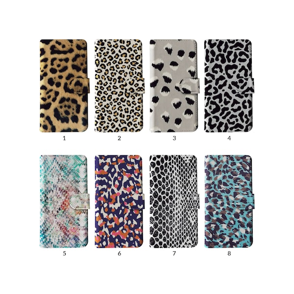 Portemonnee Flip Telefoonhoesje met Kaarthouder voor iPhone 15 14 13 12 11 Samsung S20 S10 Dierenprint Luipaard Cheetah Jaguar Slangenprint Kleurrijk